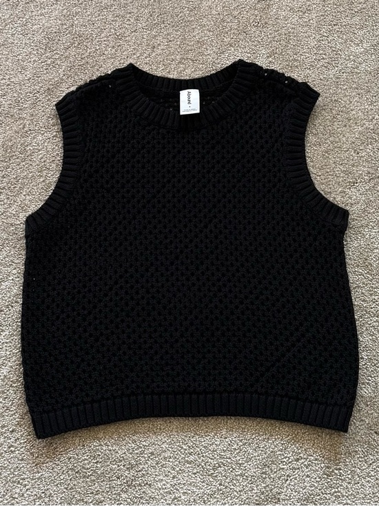 Abound Tops - Abound Women Small Black Open Knit Sweater Vest Sleeveless Crewneck Lightweight